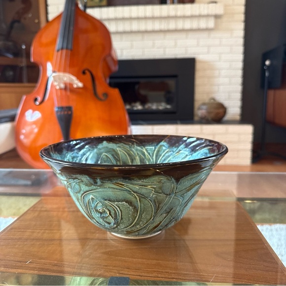 Louis Brud Handcrafted Pottery Bowl Art Pottery Vintage Blue - Picture 5 of 13